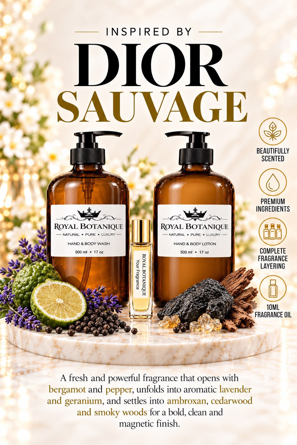 Dior – Sauvage Inspired fragrance inspiration poster – Royal Botanique