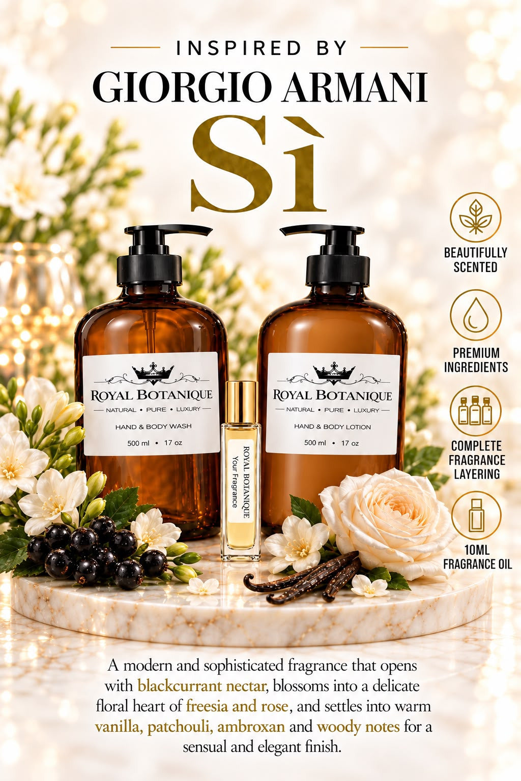 Giorgio Armani – Sì Inspired fragrance inspiration poster – Royal Botanique