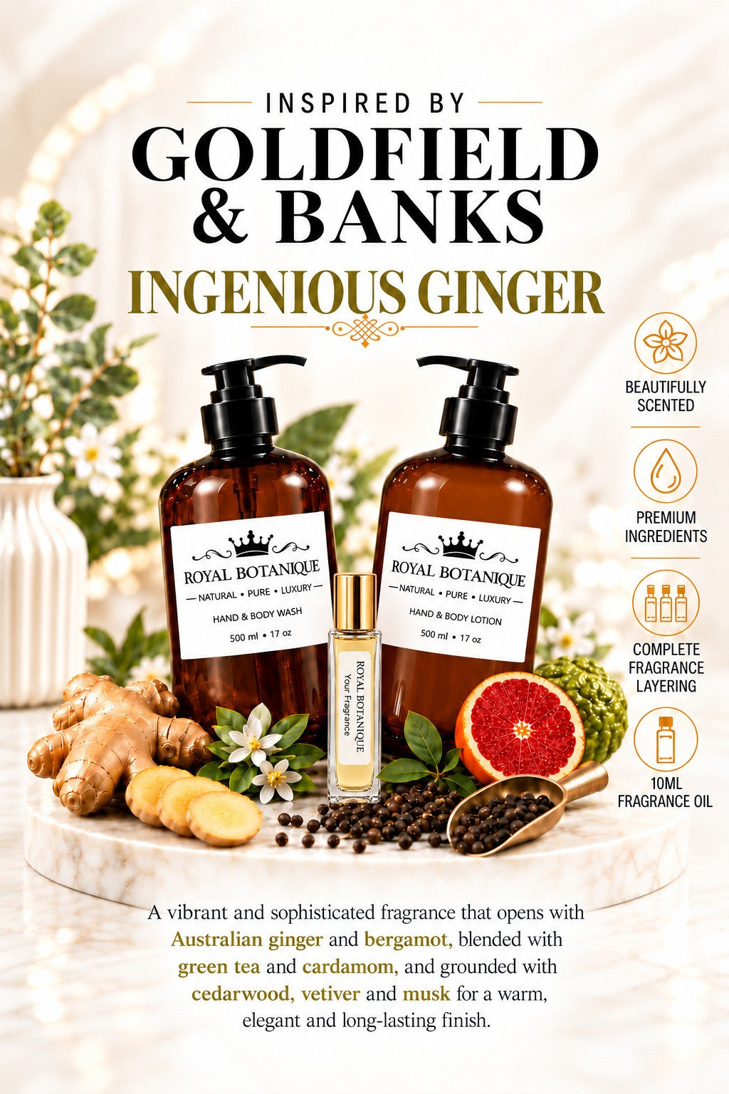 Goldfield & Banks – Ingenious Ginger Inspired fragrance inspiration poster – Royal Botanique