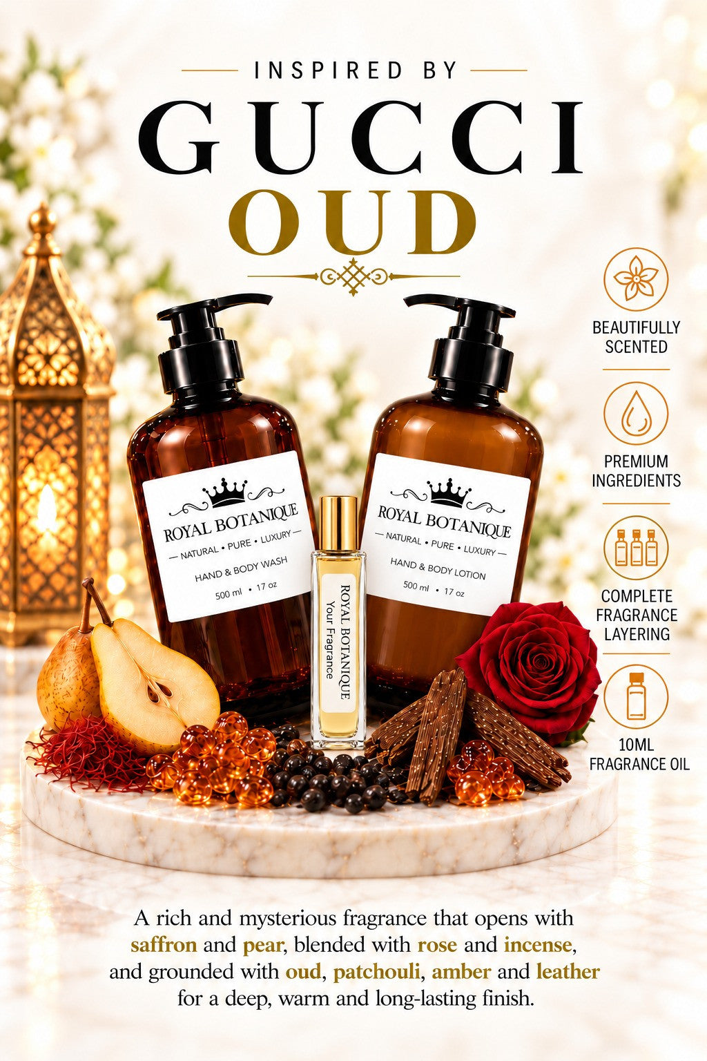Gucci – Gucci Oud Inspired fragrance inspiration poster – Royal Botanique