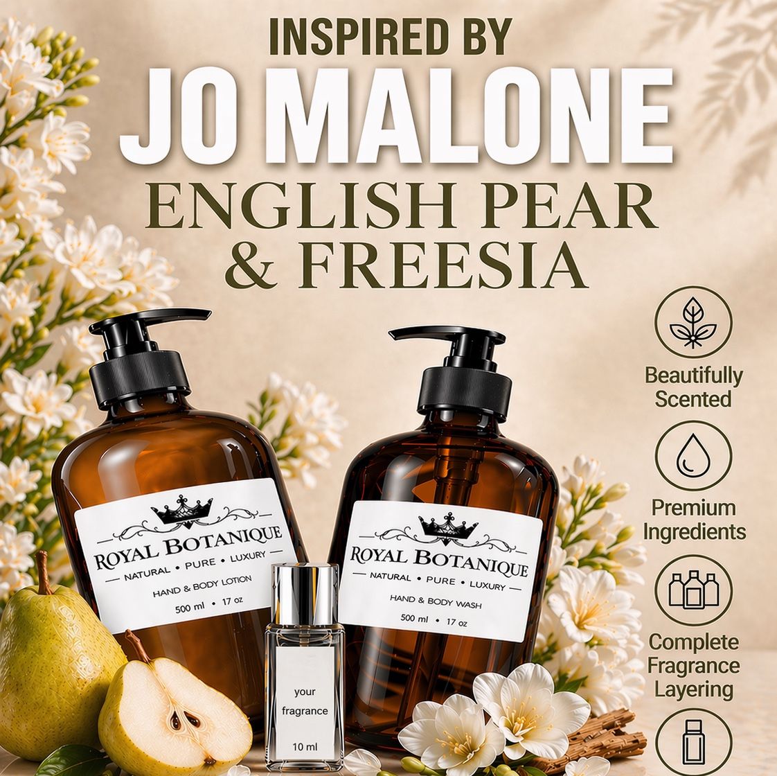 Royal Botanique Luxury Wash & Lotion Gift Set- Inspired By Jo Malone Eng Pear