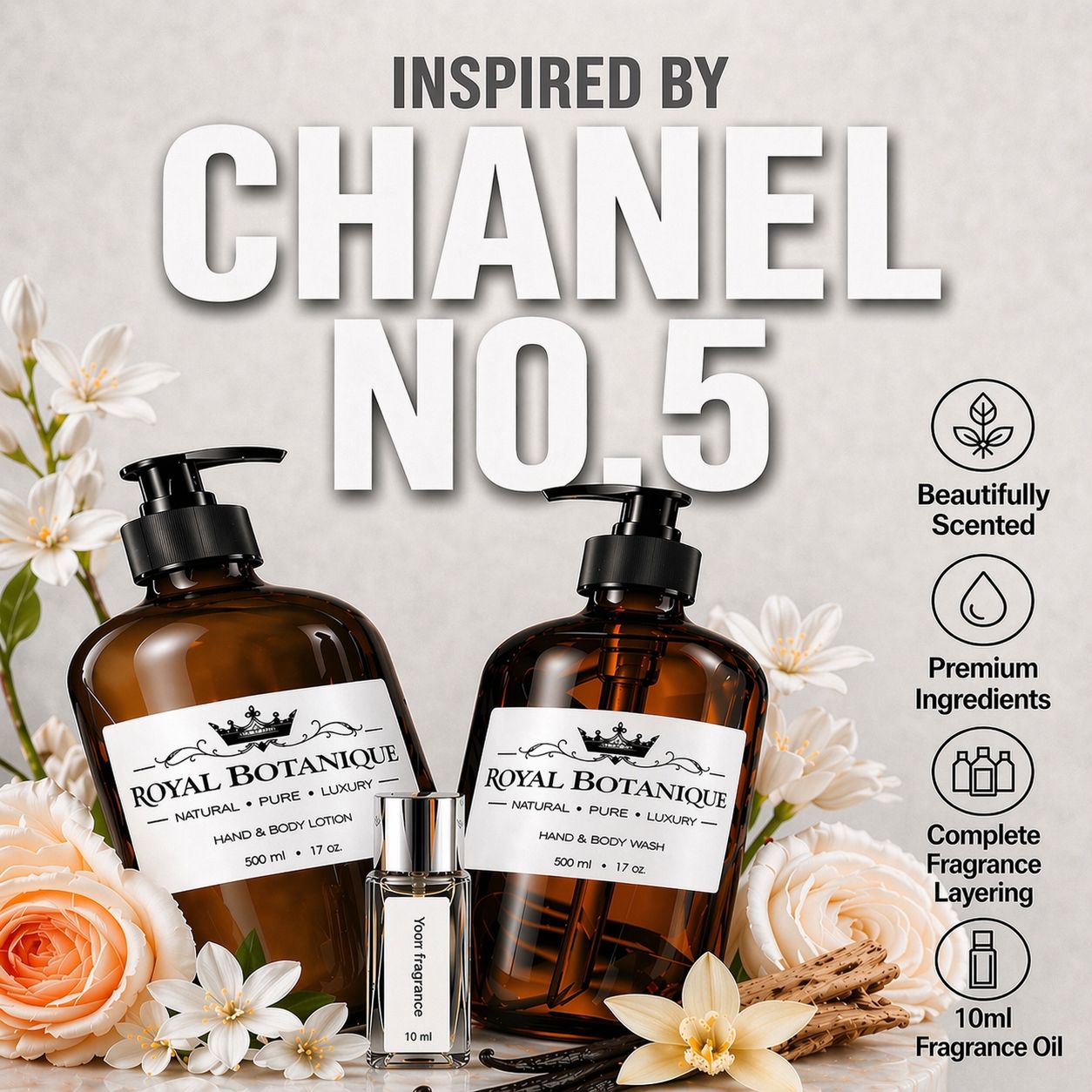 Royal Botanique Luxury Wash & Lotion Gift Set- Inspired By Chanel No 5