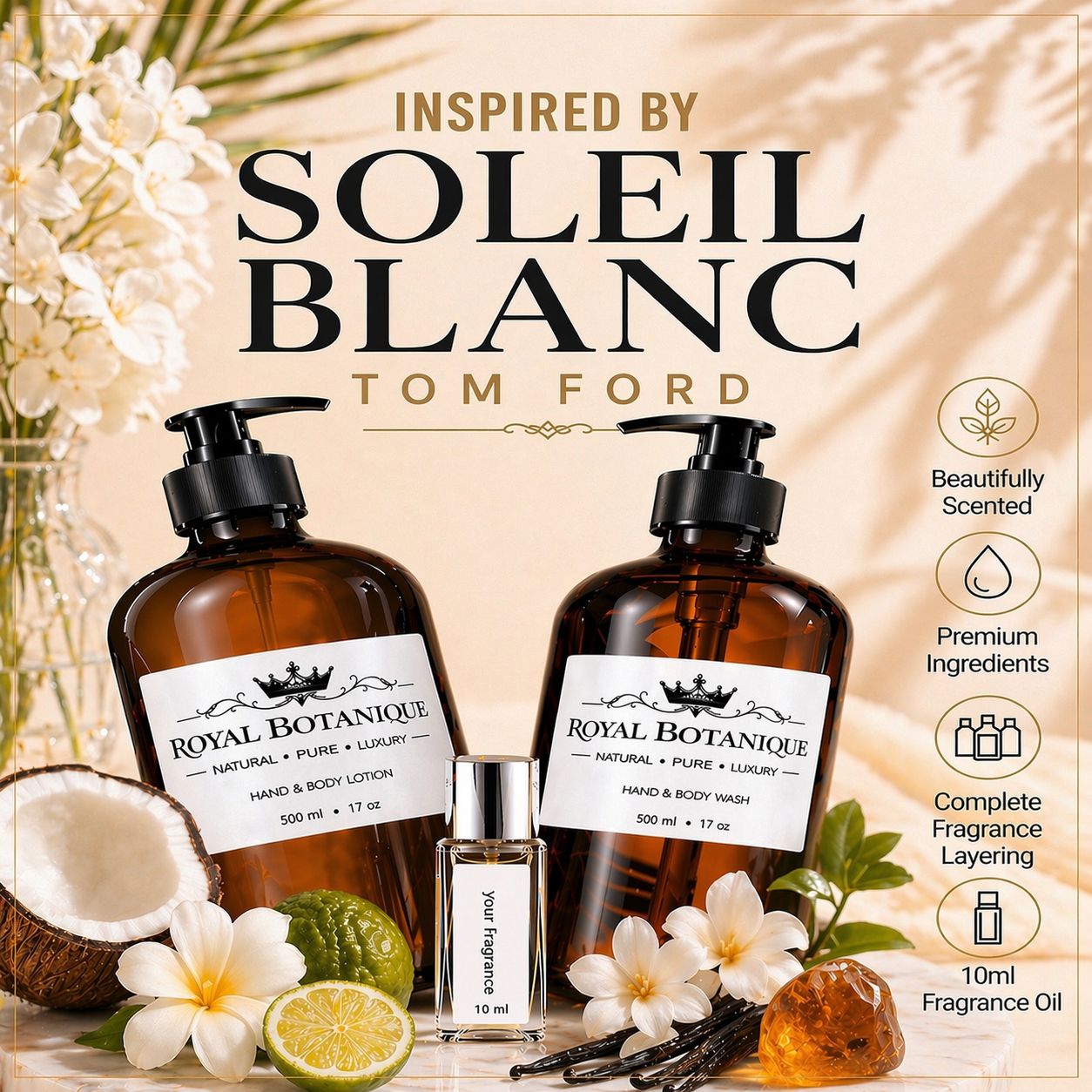 Royal Botanique Luxury Wash & Lotion Gift Set- Inspired By Tom Ford Soleil Blanc