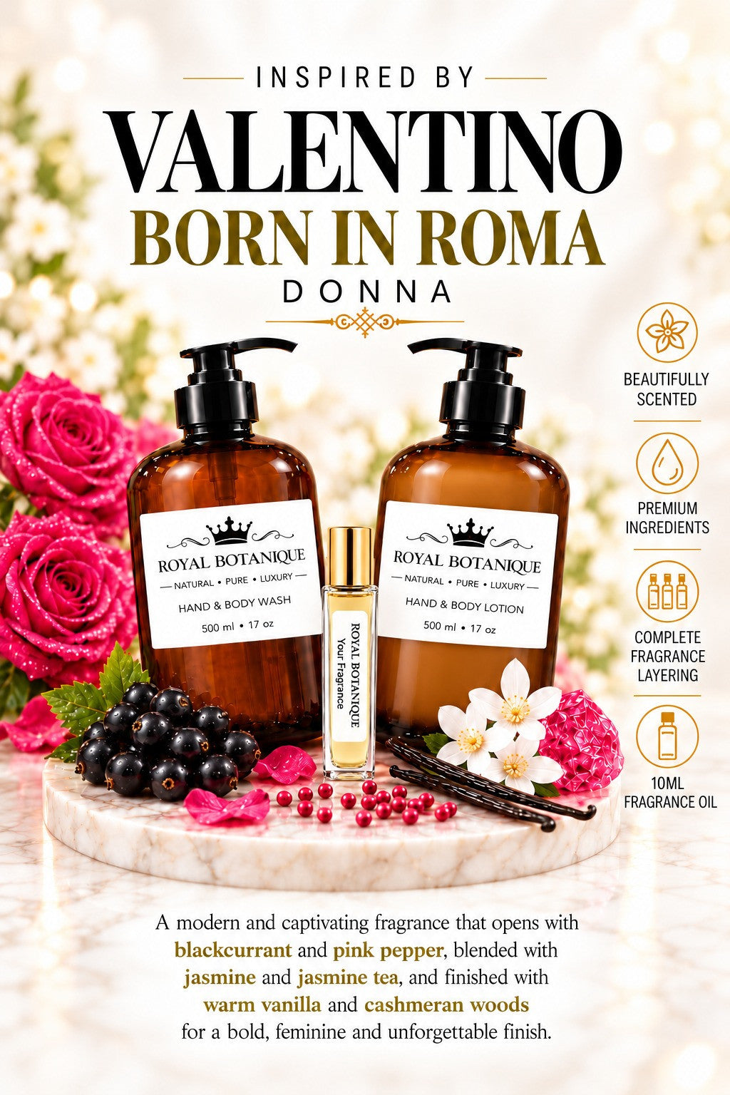 Valentino – Born in Roma Donna Inspired fragrance inspiration poster – Royal Botanique